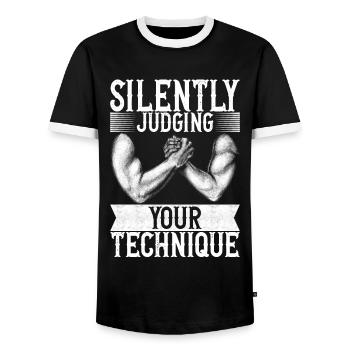 Bras de fer Bras de fer - T-shirt contrasté Homme - noir/blanc - Devant - AI Model Female 172 light (172cm) & AI Model Male 178 light (178cm)