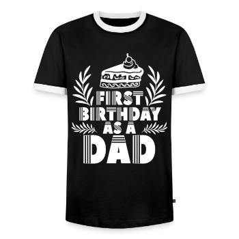 First birthday as daddy daddy dad party - Men's Ringer Shirt - black/white - Front - AI Model Female 172 light (172cm) & AI Model Male 178 light (178cm)