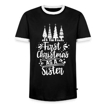 Erste Weihnachten Als Schwester Schwanger Familie - Männer Kontrast-T-Shirt - Schwarz/Weiß - Vorne - AI Model Female 172 light (172cm) & AI Model Male 178 light (178cm)