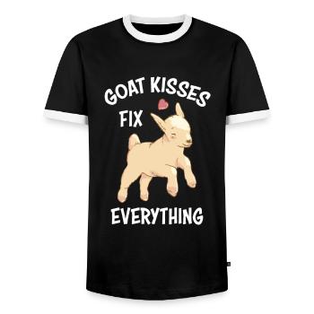 Spreading Love Laughter Goat Kisses Fix Everything - Männer Kontrast-T-Shirt - Schwarz/Weiß - Vorne - AI Model Female 172 light (172cm) & AI Model Male 178 light (178cm)