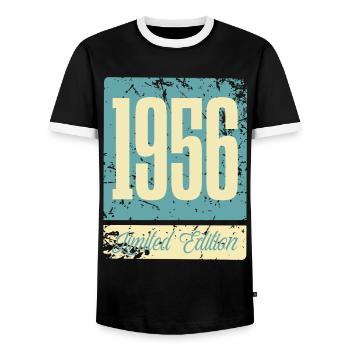 1956 Anniversaire de naissance Année de naissance - T-shirt contrasté Homme - noir/blanc - Devant - AI Model Female 172 light (172cm) & AI Model Male 178 light (178cm)