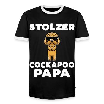 Stolzer Cockapoo Papa - Männer Kontrast-T-Shirt - Schwarz/Weiß - Vorne - AI Model Female 172 light (172cm) & AI Model Male 178 light (178cm)