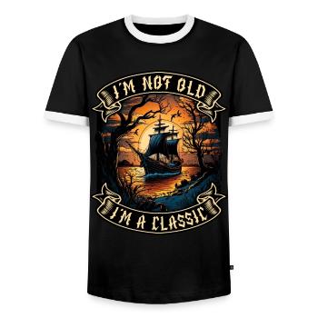 I m not old I m a classic Bootsliebhaber - Männer Kontrast-T-Shirt - Schwarz/Weiß - Vorne - AI Model Female 172 light (172cm) & AI Model Male 178 light (178cm)