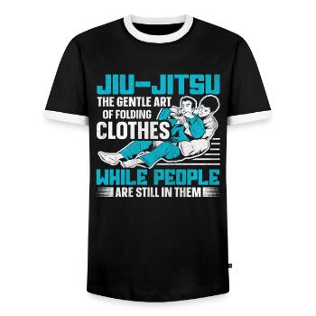 The Gentle Art Of Folding Clothes Funny Jiu Jitsu - Männer Kontrast-T-Shirt - Schwarz/Weiß - Vorne - AI Model Female 172 light (172cm) & AI Model Male 178 light (178cm)