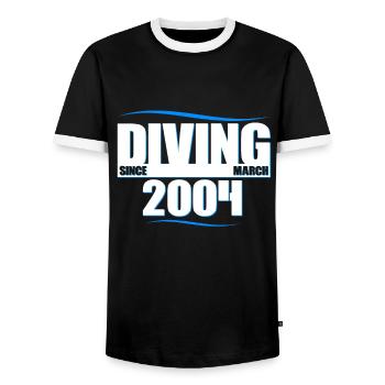 Anniversaire du plongeur - Plongée depuis mars 2004 - T-shirt contrasté Homme - noir/blanc - Devant - AI Model Female 172 light (172cm) & AI Model Male 178 light (178cm)