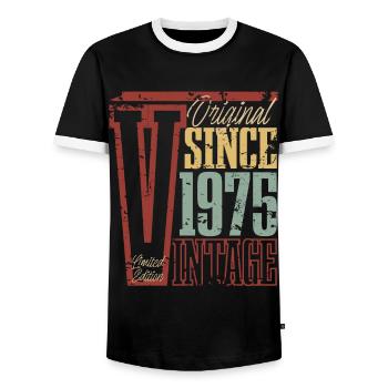 1975 Anniversaire Année de naissance Année de construction Vintage Rétro - T-shirt contrasté Homme - noir/blanc - Devant - AI Model Female 172 light (172cm) & AI Model Male 178 light (178cm)