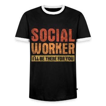 Je serai là pour toi Travailleur social - T-shirt contrasté Homme - noir/blanc - Devant - AI Model Female 172 light (172cm) & AI Model Male 178 light (178cm)