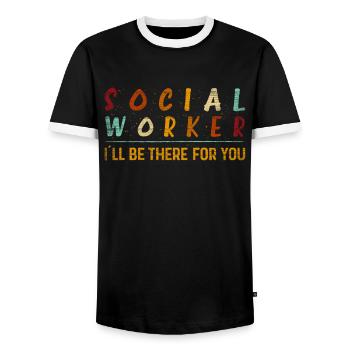 Je serai là pour toi Travailleur social - T-shirt contrasté Homme - noir/blanc - Devant - AI Model Female 172 light (172cm) & AI Model Male 178 light (178cm)