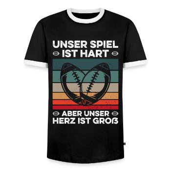 American Football Our game is hard saying - Men's Ringer Shirt - black/white - Front - AI Model Female 172 light (172cm) & AI Model Male 178 light (178cm)