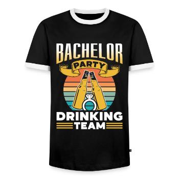 Enterrement de vie de garçon Équipe de consommation d’alcool Bride - T-shirt contrasté Homme - noir/blanc - Devant - AI Model Female 172 light (172cm) & AI Model Male 178 light (178cm)