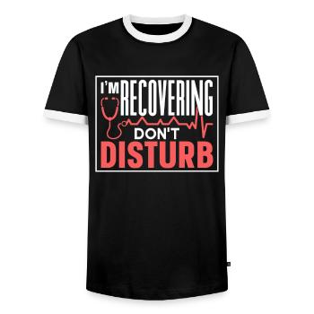 Je s’il vous plaît ne pas déranger la récupération - T-shirt contrasté Homme - noir/blanc - Devant - AI Model Female 172 light (172cm) & AI Model Male 178 light (178cm)
