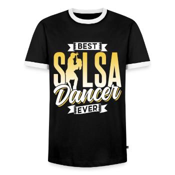 Best Salsa Dancer Ever Dancing Dance Hobby - Men's Ringer Shirt - black/white - Front - AI Model Female 172 light (172cm) & AI Model Male 178 light (178cm)