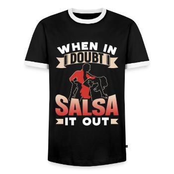When In Doubt Salsa It Out Dancers Dancing Dance - T-shirt contrasté Homme - noir/blanc - Devant - AI Model Female 172 light (172cm) & AI Model Male 178 light (178cm)