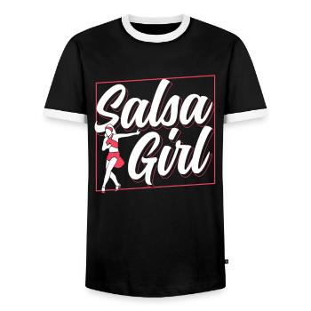 Salsa Mädchen Mama Tanzen Tänzer Tanz Hobby - Männer Kontrast-T-Shirt - Schwarz/Weiß - Vorne - AI Model Female 172 light (172cm) & AI Model Male 178 light (178cm)