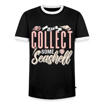 Let's collect shells Shell Shell Collector - Men's Ringer Shirt - black/white - Front - AI Model Female 172 light (172cm) & AI Model Male 178 light (178cm)