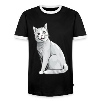 Chat brillant pour les propriétaires de chats - T-shirt contrasté Homme - noir/blanc - Devant - AI Model Female 172 light (172cm) & AI Model Male 178 light (178cm)