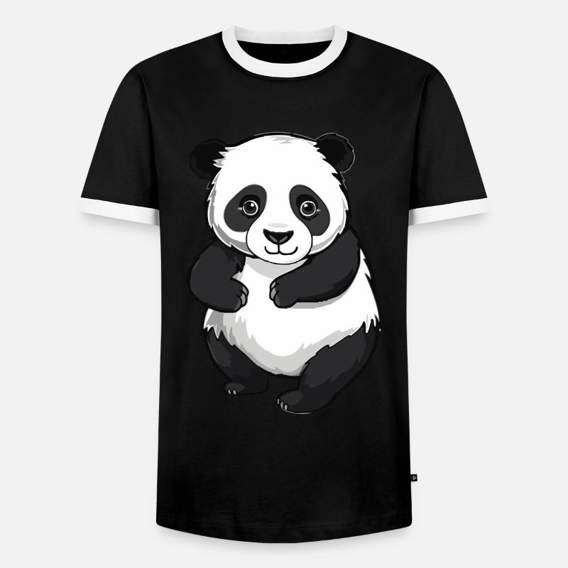 Panda - Männer Kontrast-T-Shirt - Schwarz/Weiß