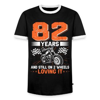 82 ans et toujours sur 2 roues 82e anniversaire - T-shirt contrasté Homme - noir/blanc - Devant - AI Model Female 172 light (172cm) & AI Model Male 178 light (178cm)