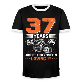 37 ans et toujours sur 2 roues 37e anniversaire - T-shirt contrasté Homme - noir/blanc - Devant - AI Model Female 172 light (172cm) & AI Model Male 178 light (178cm)