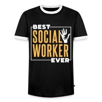 Bester Sozialarbeiter Aller Zeiten Sozialarbeit - Männer Kontrast-T-Shirt - Schwarz/Weiß - Vorne - AI Model Female 172 light (172cm) & AI Model Male 178 light (178cm)