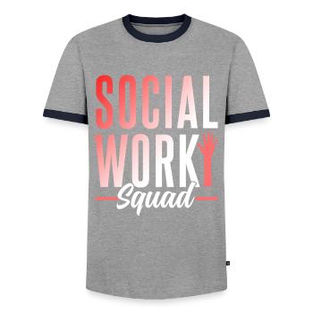 Team Sozialarbeit Sozialarbeiter Soziale Arbeit - Männer Kontrast-T-Shirt - Grau/Navy  - Vorne - AI Model Female 172 light (172cm) & AI Model Male 178 light (178cm)