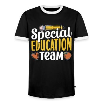 Special Education Team Teacher Profession Special Education - Men's Ringer Shirt - black/white - Front - AI Model Female 172 light (172cm) & AI Model Male 178 light (178cm)