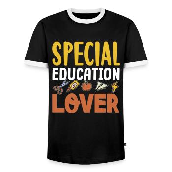 Special Education Lovers Special Education Teachers - Men's Ringer Shirt - black/white - Front - AI Model Female 172 light (172cm) & AI Model Male 178 light (178cm)