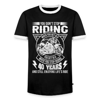 Don't Stop Riding Motorcycle 40th Birthday - Männer Kontrast-T-Shirt - Schwarz/Weiß - Vorne - AI Model Female 172 light (172cm) & AI Model Male 178 light (178cm)