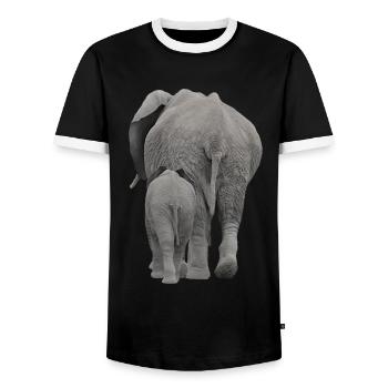 Downside of elephants - elephant in Africa - Men's Ringer Shirt - black/white - Front - AI Model Female 172 light (172cm) & AI Model Male 178 light (178cm)