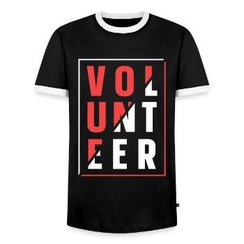 Volontariat volontaire - T-shirt contrasté Homme - noir/blanc - Devant - AI Model Female 172 light (172cm) & AI Model Male 178 light (178cm)