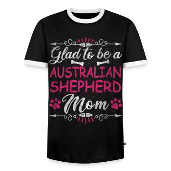 Dog Mom Glad To Be An Australian Shepherd Mom - Men's Ringer Shirt - black/white - Front - AI Model Female 172 light (172cm) & AI Model Male 178 light (178cm)