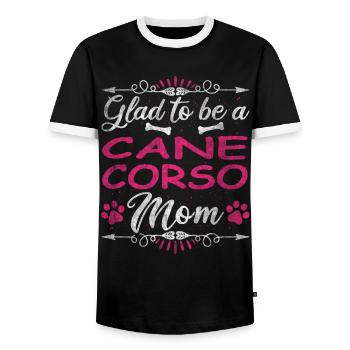 Dog Mom Glad To Be A Cane Corso Mom - Men's Ringer Shirt - black/white - Front - AI Model Female 172 light (172cm) & AI Model Male 178 light (178cm)