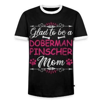 Dog Mom Glad To Be A Doberman Pinscher Mom - Men's Ringer Shirt - black/white - Front - AI Model Female 172 light (172cm) & AI Model Male 178 light (178cm)