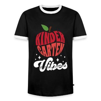 Kindergarten Vibes Humor Süß Kinder Sprüche - Männer Kontrast-T-Shirt - Schwarz/Weiß - Vorne - AI Model Female 172 light (172cm) & AI Model Male 178 light (178cm)