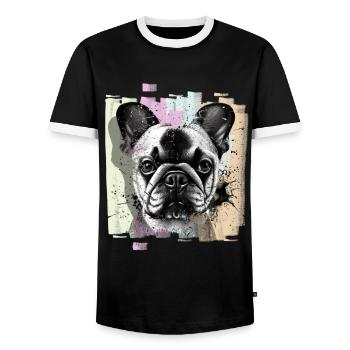 Französische Bulldogge Frenchie - Männer Kontrast-T-Shirt - Schwarz/Weiß - Vorne - AI Model Female 172 light (172cm) & AI Model Male 178 light (178cm)
