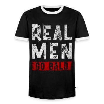 Being Bald Bald Guy With A Beard Bald Dad - Men's Ringer Shirt - black/white - Front - AI Model Female 172 light (172cm) & AI Model Male 178 light (178cm)