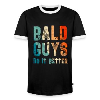 Being Bald Bald Guy With A Beard Bald Dad - Men's Ringer Shirt - black/white - Front - AI Model Female 172 light (172cm) & AI Model Male 178 light (178cm)