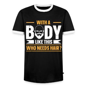 Being Bald Bald Guy With A Beard Bald Dad - Men's Ringer Shirt - black/white - Front - AI Model Female 172 light (172cm) & AI Model Male 178 light (178cm)