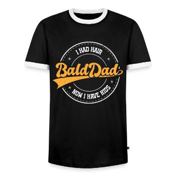 Being Bald Bald Guy With A Beard Bald Dad - Men's Ringer Shirt - black/white - Front - AI Model Female 172 light (172cm) & AI Model Male 178 light (178cm)