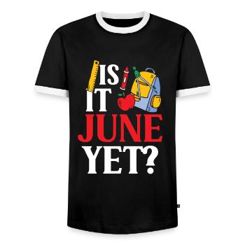 C’est déjà juin Rentrée Rentrée Rentrée - T-shirt contrasté Homme - noir/blanc - Devant - AI Model Female 172 light (172cm) & AI Model Male 178 light (178cm)