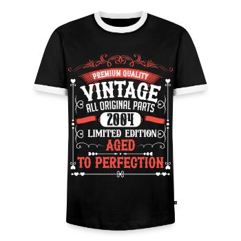 2004 Année de naissance Né Anniversaire Vintage - T-shirt contrasté Homme - noir/blanc - Devant - AI Model Female 172 light (172cm) & AI Model Male 178 light (178cm)