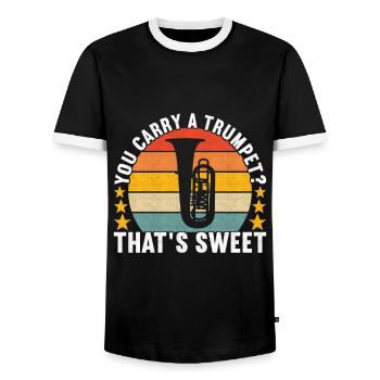 Tuba Tubist - Männer Kontrast-T-Shirt - Schwarz/Weiß - Vorne - AI Model Female 172 light (172cm) & AI Model Male 178 light (178cm)