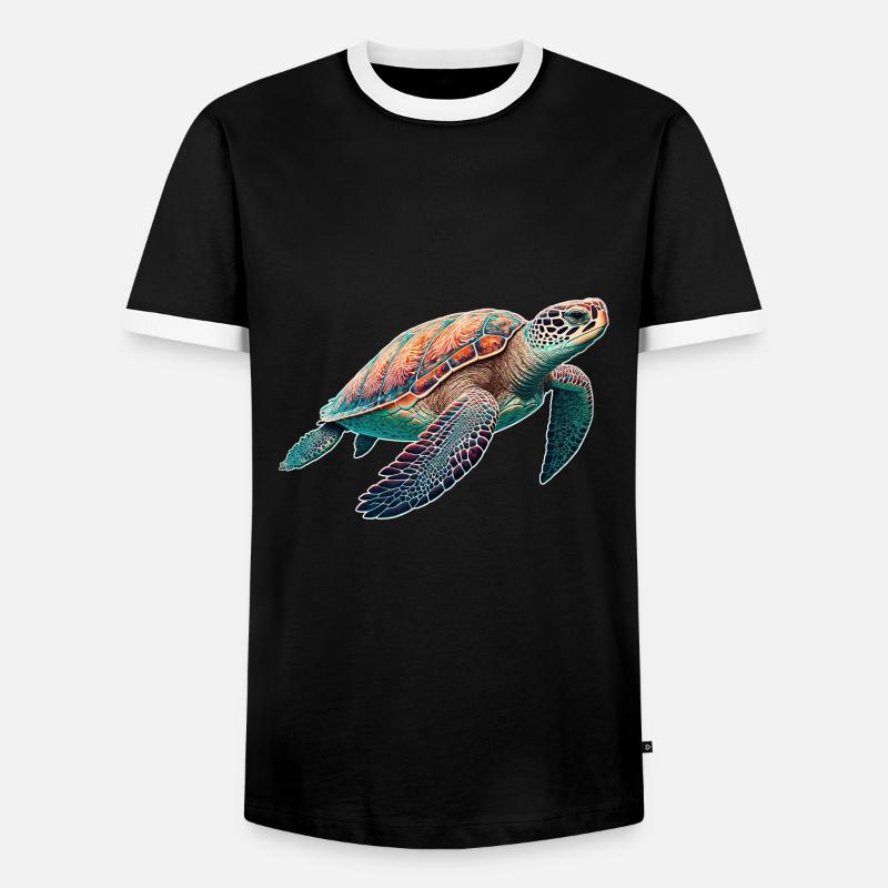 Turtle - Turtle - Diving - Sea - Men's Ringer Shirt - black/white