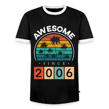 2006 Né 18e anniversaire Année de naissance Millésime - T-shirt contrasté Homme - noir/blanc - Devant - AI Model Female 172 light (172cm) & AI Model Male 178 light (178cm)