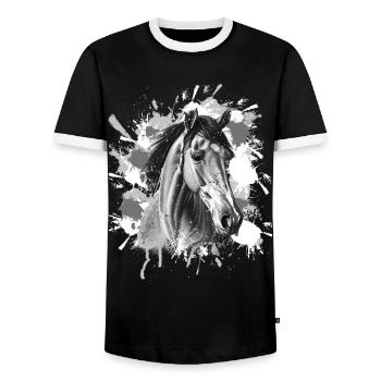 Cheval - T-shirt contrasté Homme - noir/blanc - Devant - AI Model Female 172 light (172cm) & AI Model Male 178 light (178cm)