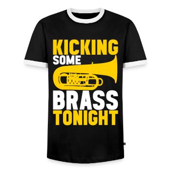 Tuba tuba player - Men's Ringer Shirt - black/white - Front - AI Model Female 172 light (172cm) & AI Model Male 178 light (178cm)