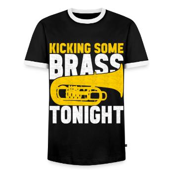 Tuba Tubist - Männer Kontrast-T-Shirt - Schwarz/Weiß - Vorne - AI Model Female 172 light (172cm) & AI Model Male 178 light (178cm)