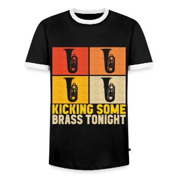 Tuba tuba player - Men's Ringer Shirt - black/white - Front - AI Model Female 172 light (172cm) & AI Model Male 178 light (178cm)