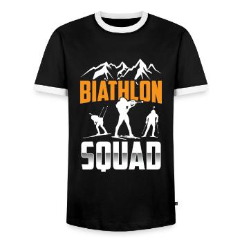 Biathlon Team Sport Biathlete Biathlete Biathlons - Men's Ringer Shirt - black/white - Front - AI Model Female 172 light (172cm) & AI Model Male 178 light (178cm)