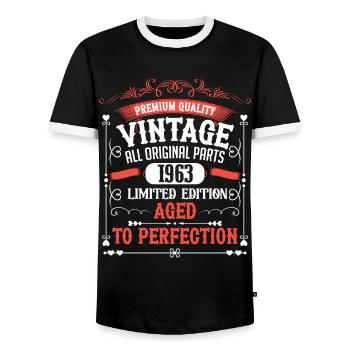 1963 Année de naissance Né Anniversaire Vintage - T-shirt contrasté Homme - noir/blanc - Devant - AI Model Female 172 light (172cm) & AI Model Male 178 light (178cm)